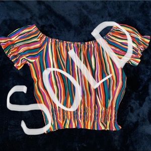 F21 striped multi color cropped blouse